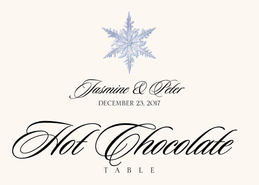 Winter Snowflake Assortment Wedding Table Names, Winter Table Name